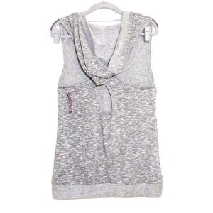 Material Girl Active Pullover S Hooded Sleeveless‎ Marled Criss Cross Athleisure